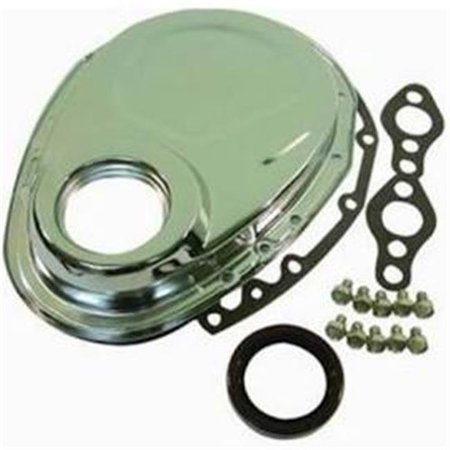 STRIKE3 R4934 Steel OEM Timing Chain Cover for Chevy Small Block; Chrome ST909137